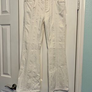 Free People Women’s White Seamed Flare Jeans Size 28